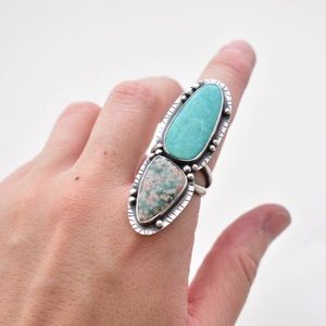turquoise and ocean jasper sterling silver ring